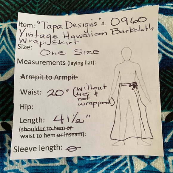 🌺”Tapa Designs” Vintage Barkcloth Hawaiian Wrap Skirt One Size 🌺 - Picture 12 of 12